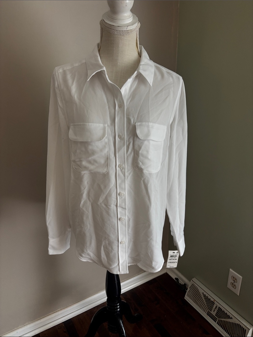 Alfani White Collared Button Blouse